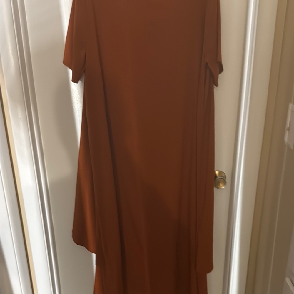 Brown Casual High Low Dress with V-Neck - Picture 4 of 4